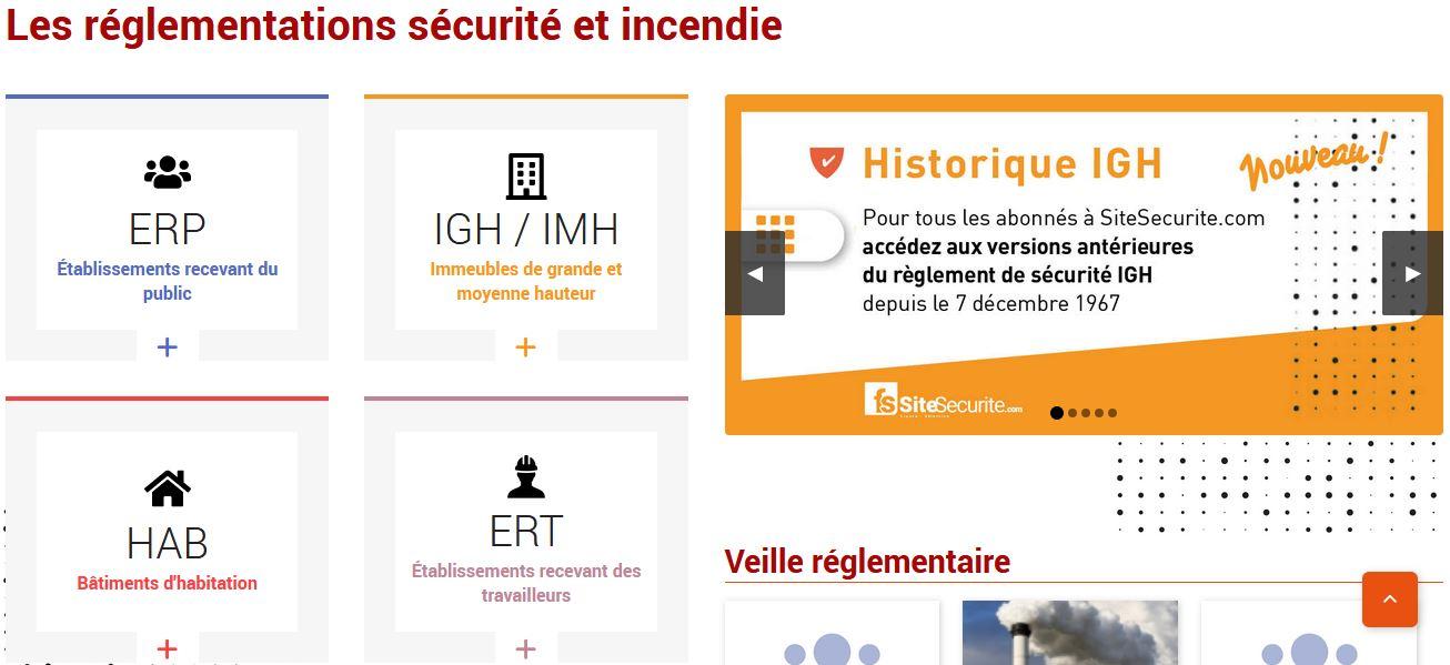 Differentes reglementations securite incendie