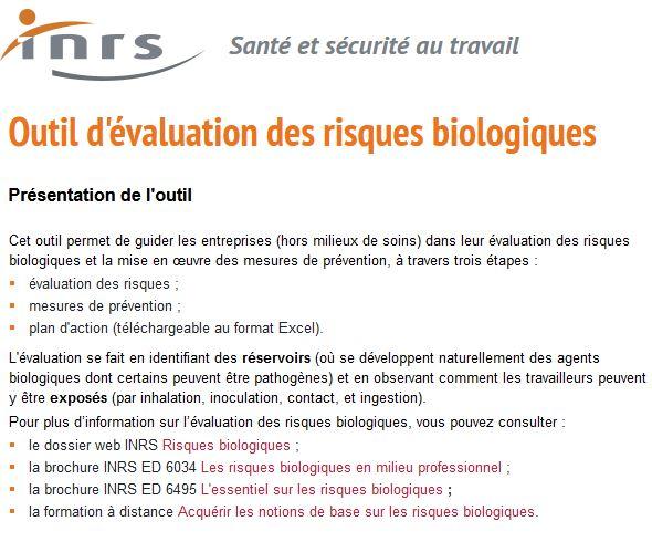 Inrs outil evaluation risques biologiques